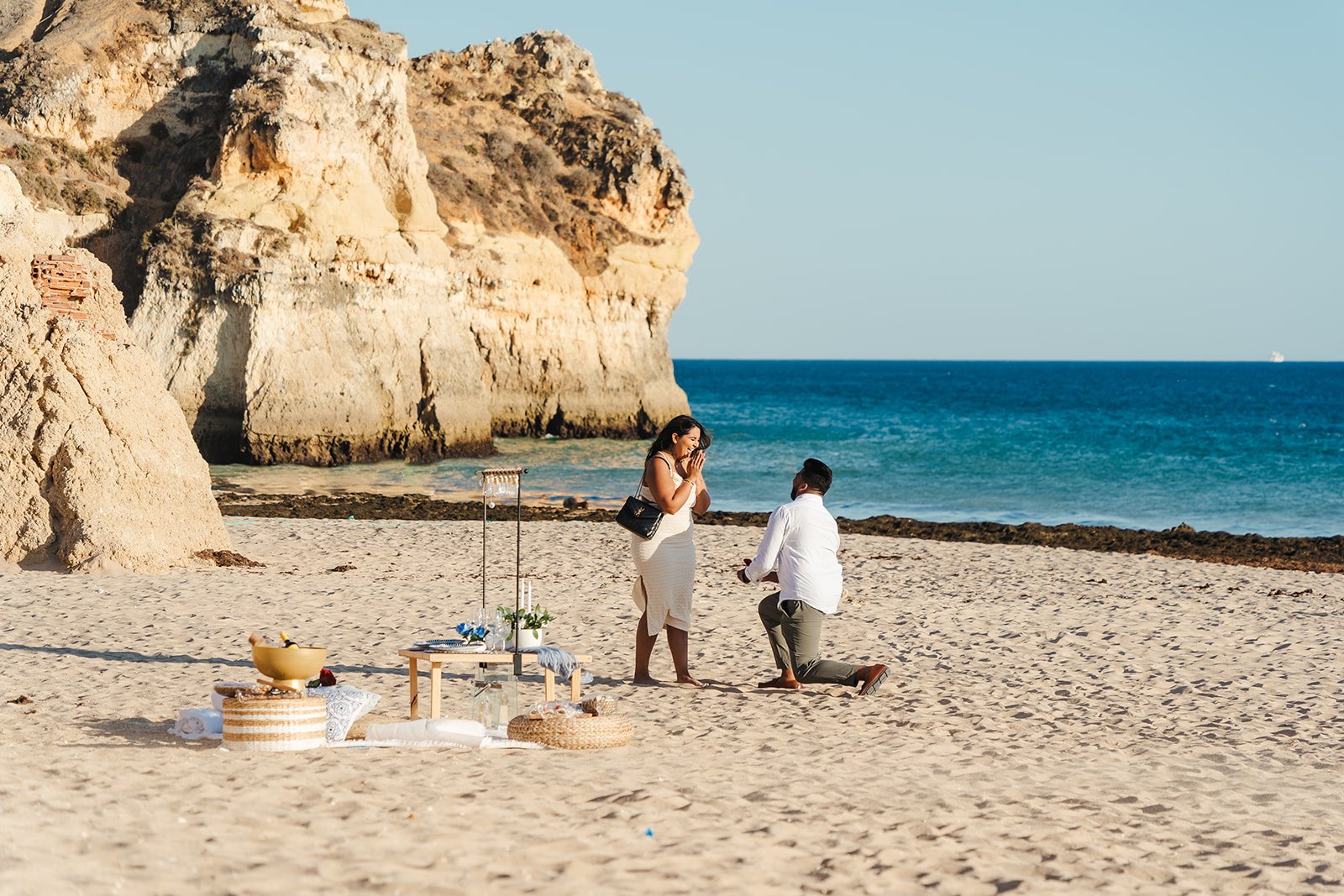 Three Brothers beach, Alvor. Surprise proposal photographer in Algarve