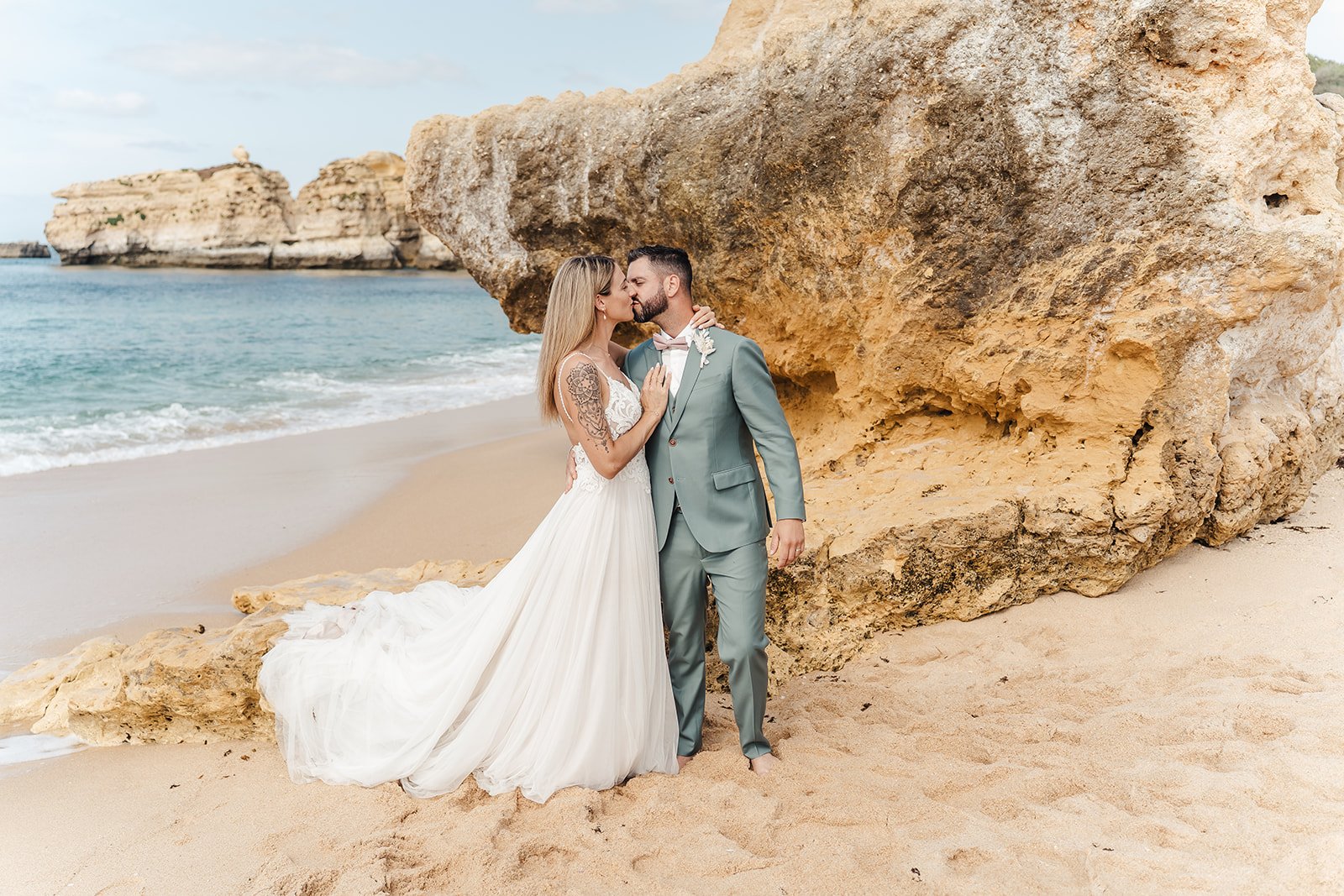 Wedding photography at Sao Rafael beach near Kimpton Atlantico Algarve in Albufeira, Portugal