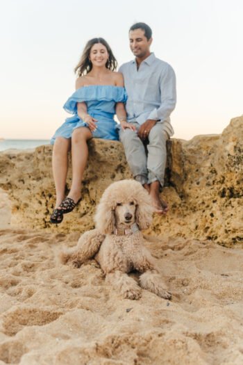 Algarve vacation photoshoot Happy family portrait on Algarve seaside
