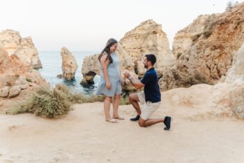 Surprise proposal in Lagos, Ponta Piedade, Algarve photographer for proposal and engagement