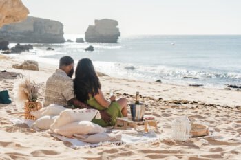 Sao Rafael beach Albufeira, Kimpton Atlantico, beach Surprise proposal photographer in Algarve.